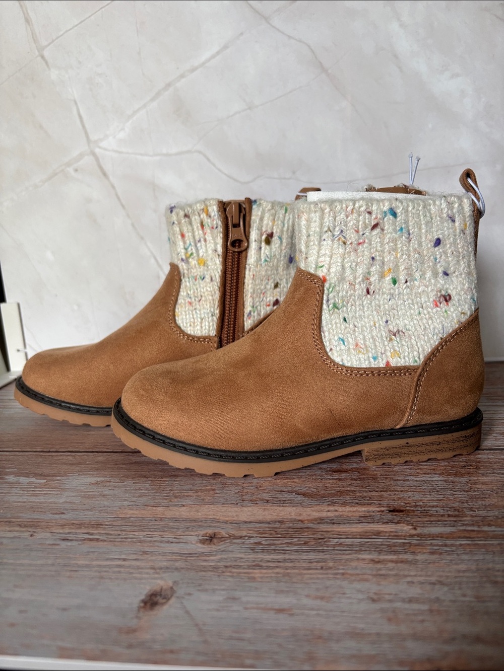 Cat & Jack knit-cuff zippered bootie